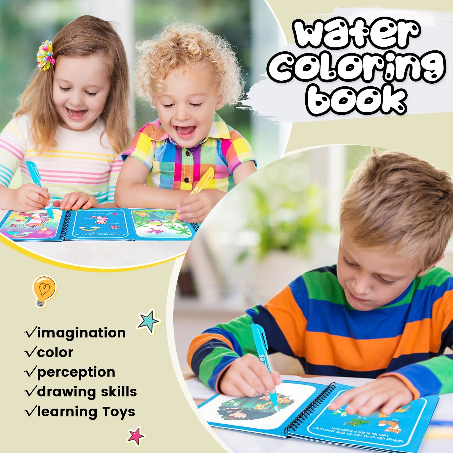 magic water coloring book for kids – reusable drawing & painting book magic water coloring book for kids – reusable drawing & painting book