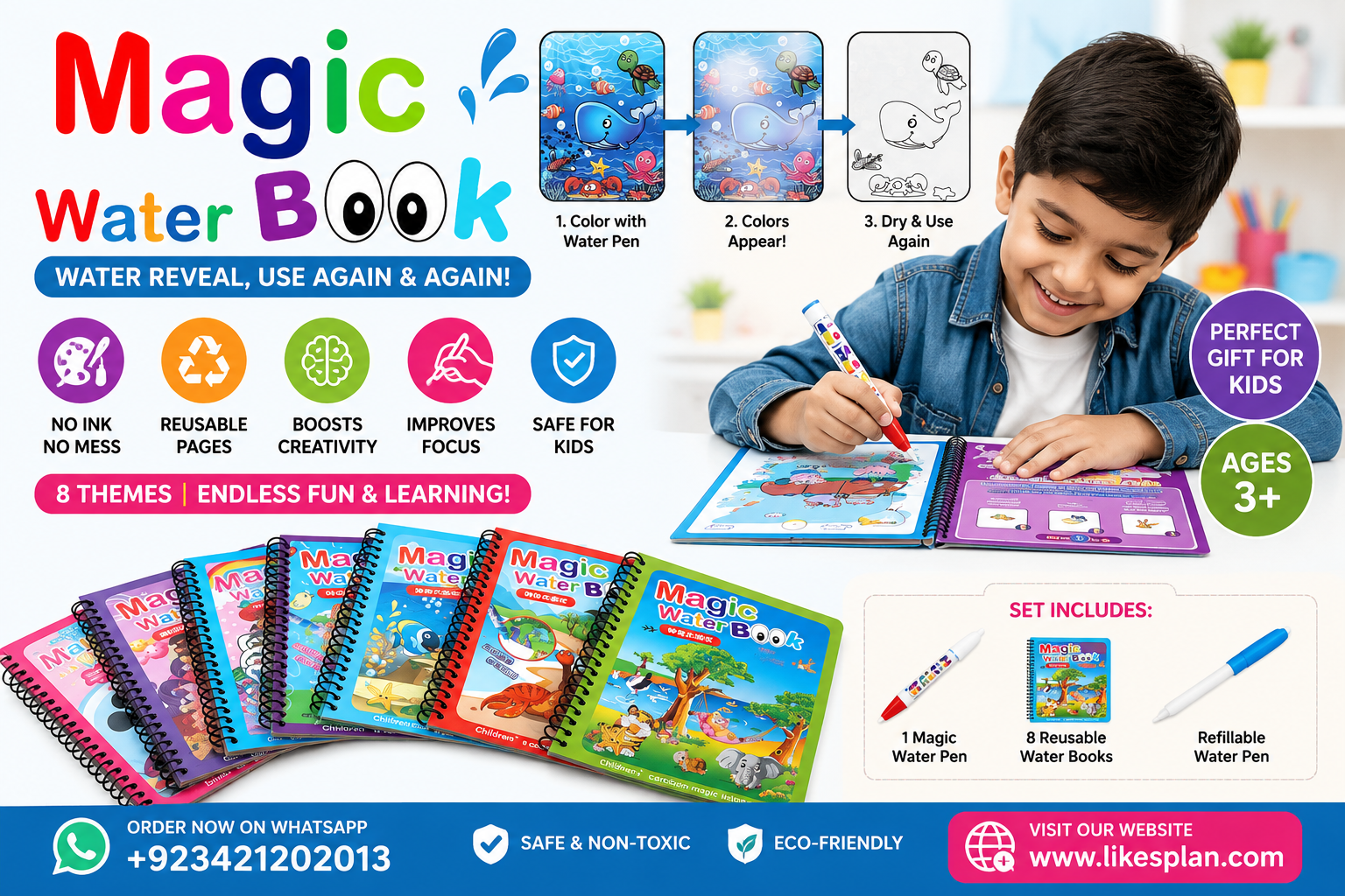 magic water coloring book for kids – reusable drawing & painting book magic water coloring book for kids – reusable drawing & painting book
